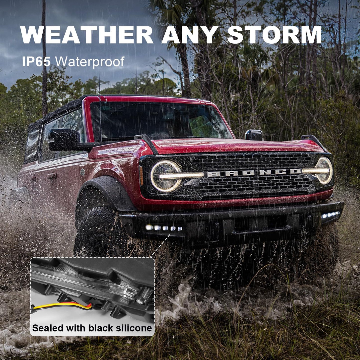Ford Bronco LED Fog Lights with DRL, Amber Turn Signal