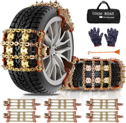 Universal Adjustable Snow Chains (6-Pack) - Fit Tire Width 175-265mm