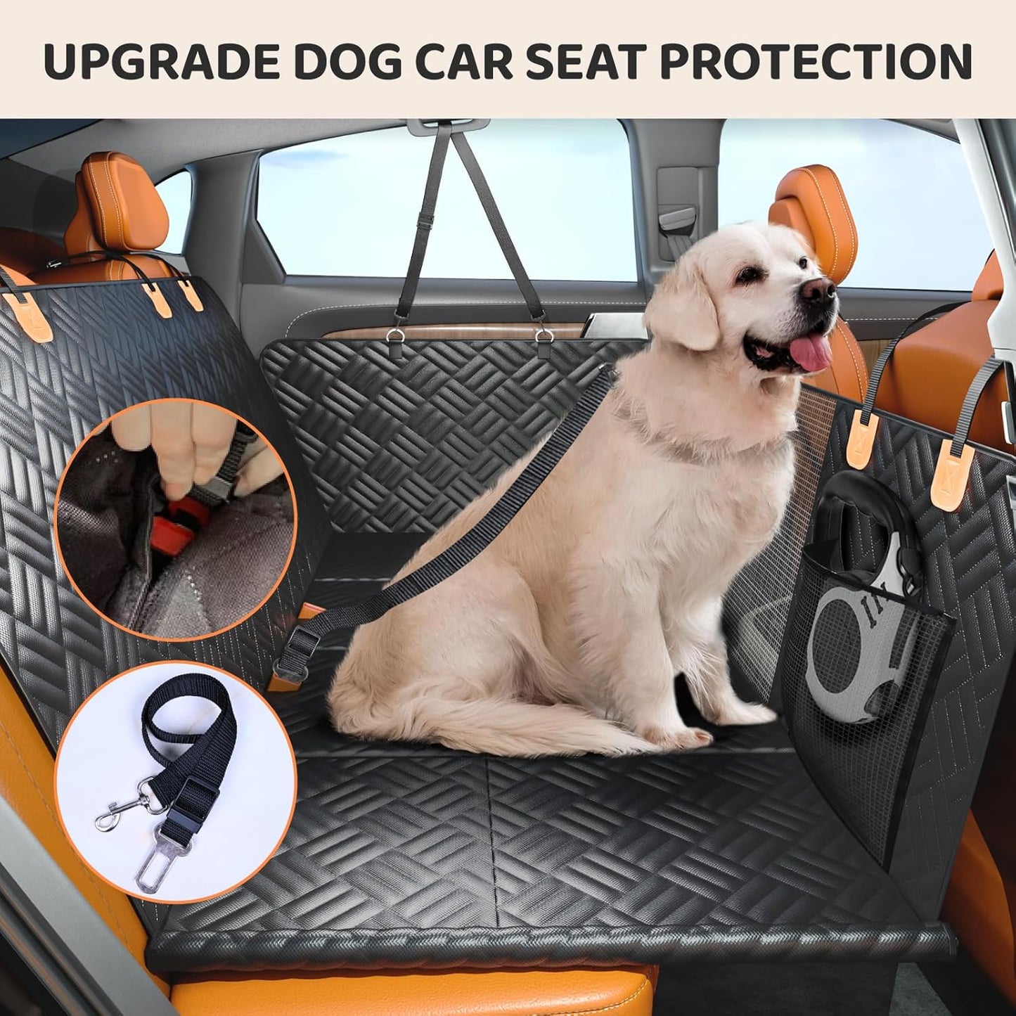400 lb Hard-Bottom Dog Hammock - 51" Waterproof Scratch-Proof for Compact Cars/SUVs