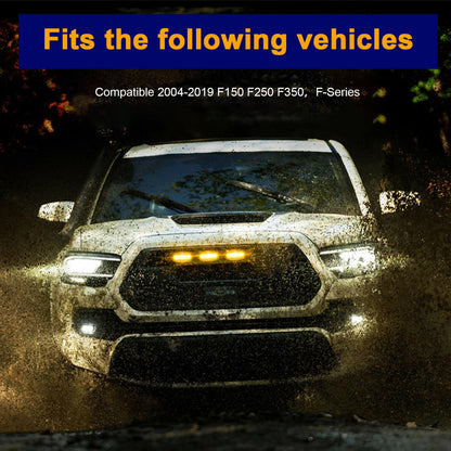 4-PCS Amber LED Grill Lights with Harness for Ford F-Series (Black/Yellow)