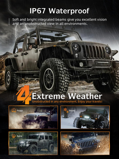 7" Round LED Projector Headlights - Compatible with Jeep Wrangler & More