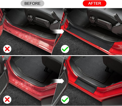 4-PCS Door Sill Guards with Logo for 2018-2025 Jeep Wrangler JL & Gladiator (Black)