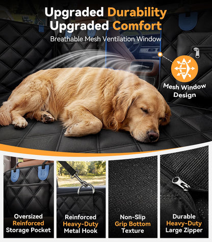 Waterproof 600D Dog Hammock - Safe/Large Space for Backseat, Fits Sedan/SUV/Truck, Passenger Seat Access