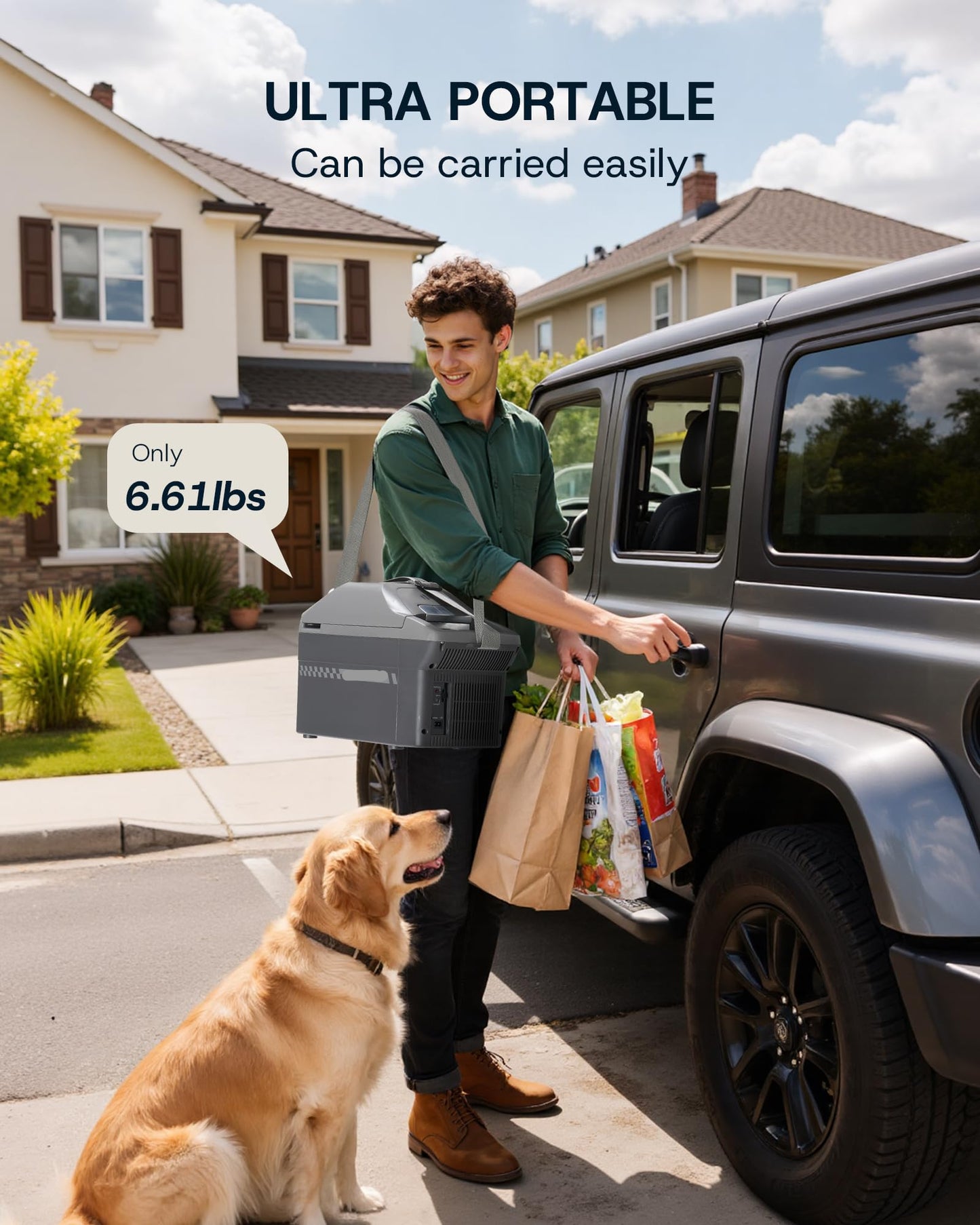 10QT Electric Cooler/Warmer - 9L Capacity, 12V DC, Shoulder Strap for Travel/Camping/Picnic - AR09