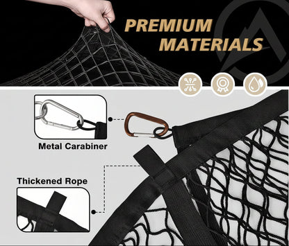 Stretchable Truck Bed Cargo Net (4'x4' to 7'x7') - Heavy Duty Carabiners for Pickup/SUV/ATV/Boat