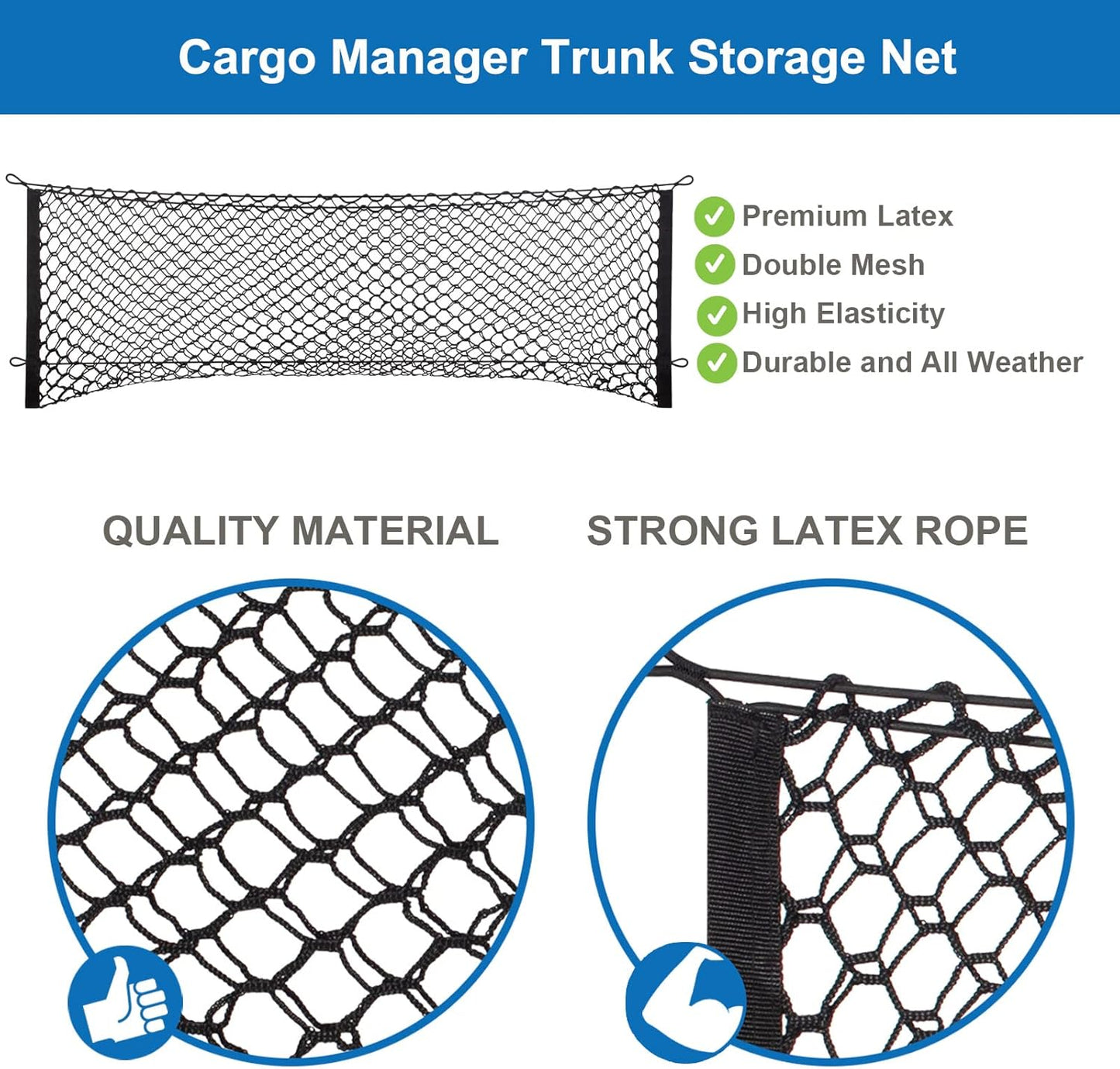 Heavy Duty Elastic Cargo Net (18"x50") for Ford, Chevy & GMC Pickup Beds