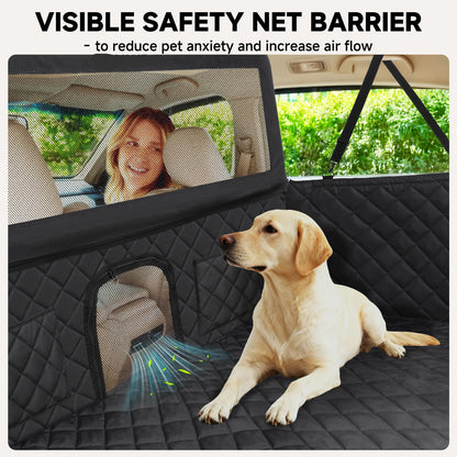 44" High-Back Pet Barrier/Hammock Combo - 440 lb Capacity, Water-Resistant Hard Bottom for SUV/Truck