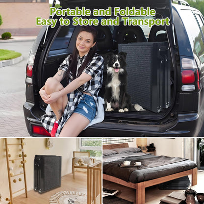 71"x17.3" Foldable Dog Ramp - 250 lb Capacity, Non-Slip Wide Surface for SUV/Truck/Car