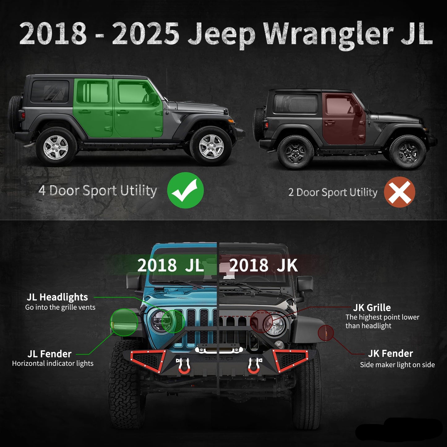 6" Running Boards for 2018-2026 Jeep Wrangler JL 4-Door - Black & Red