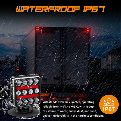 Wireless Trailer Lights – Magnetic Trail Lights Upgraded 2.4GHz Transmission with Strobe Mode Reverse Lights Multifunction Towing Lights Kit for Trucks, Boat, RV, Vehicle, Caravan