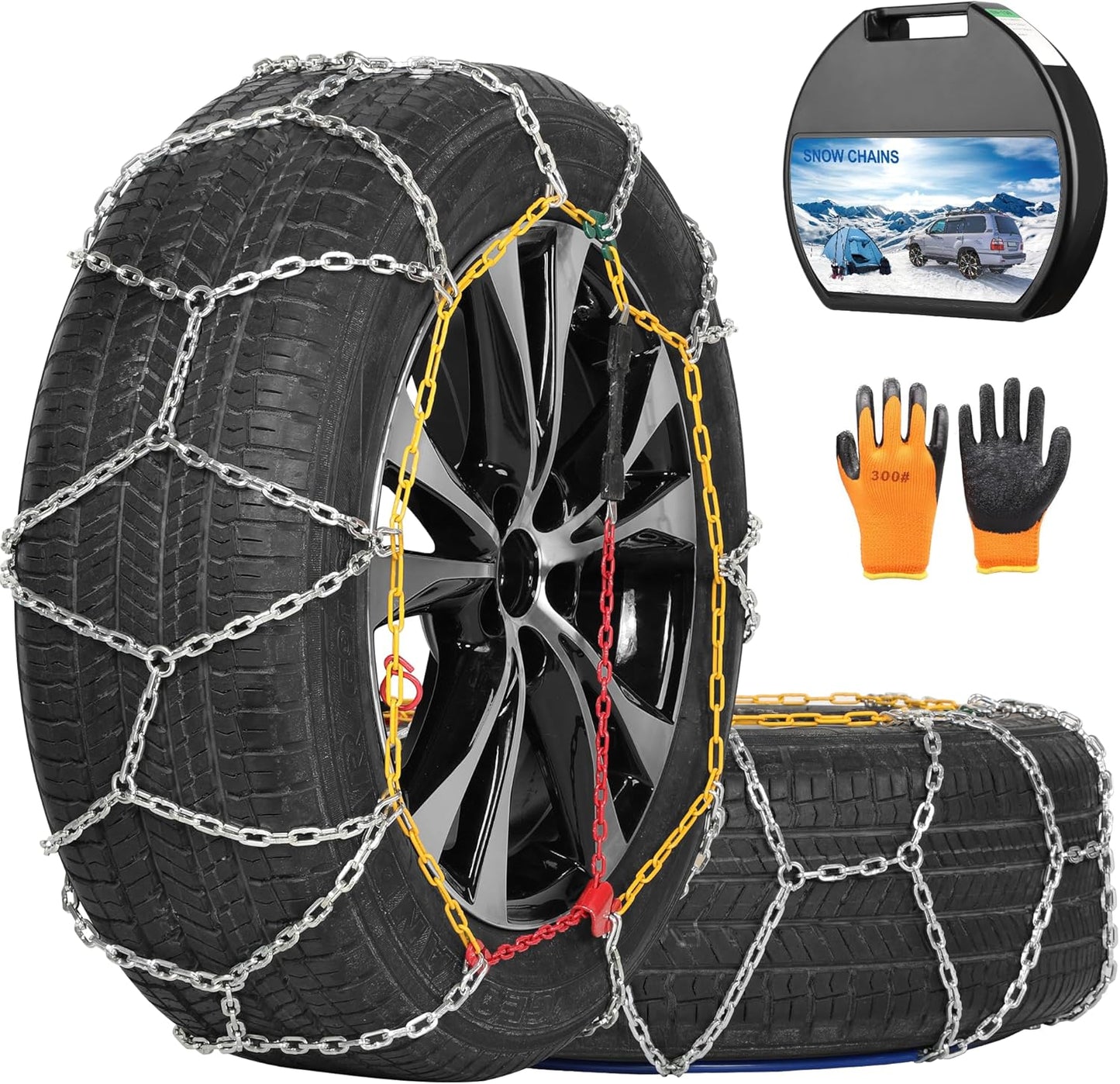 High Carbon Steel Snow Chains (Set of 2) - Wear-Resistant for Cars & SUVs