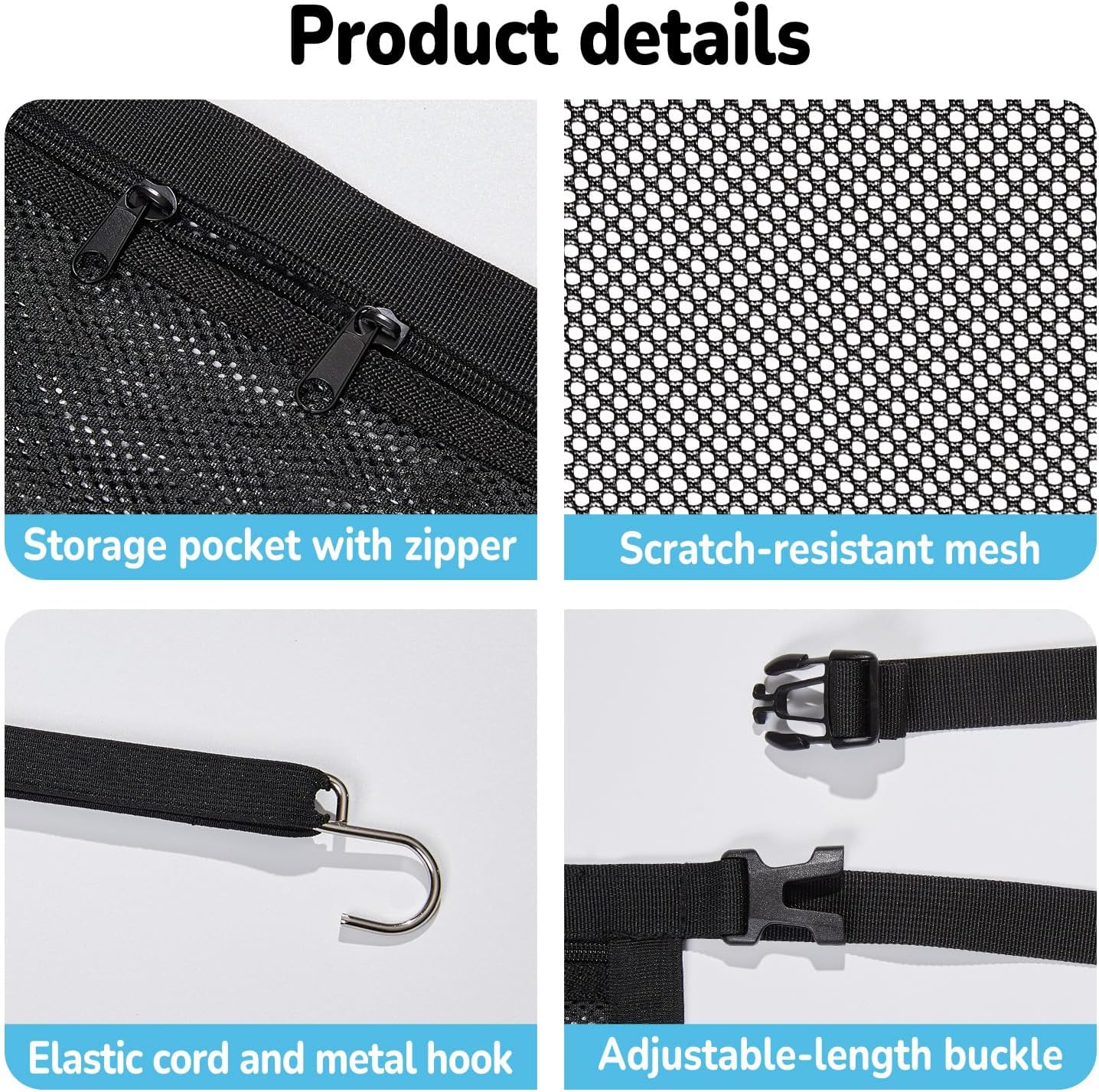 Pet Barrier with Large Zipper Storage - Car/SUV/Truck Divider Net for Dogs
