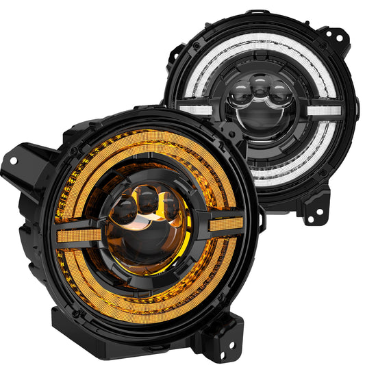 9-inch Round LED Headlight with DRL, Amber Turn Signal for Jeep JL JT