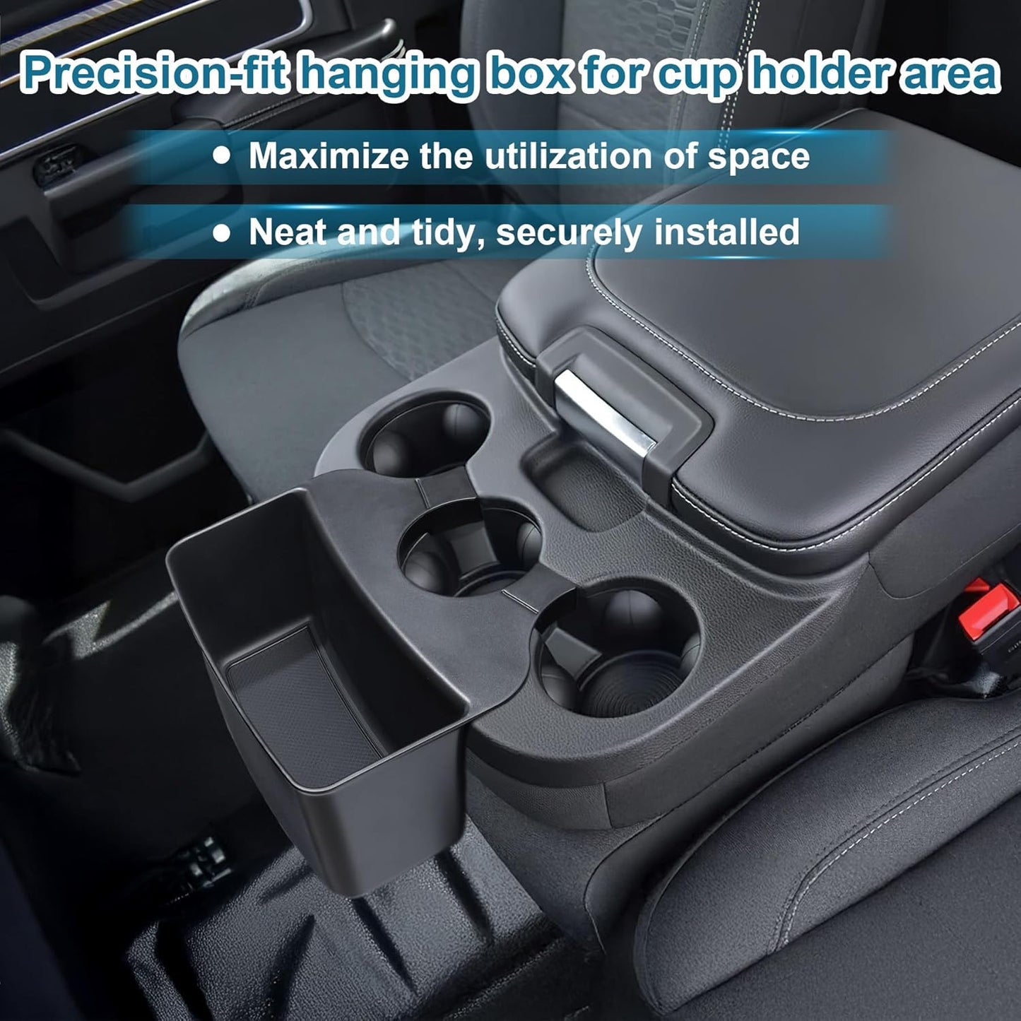 Hanging Center Console Organizer for 2013-2024 Ram 1500 & 2500/3500 (Jump Seat Only) - Cup Holder Expander