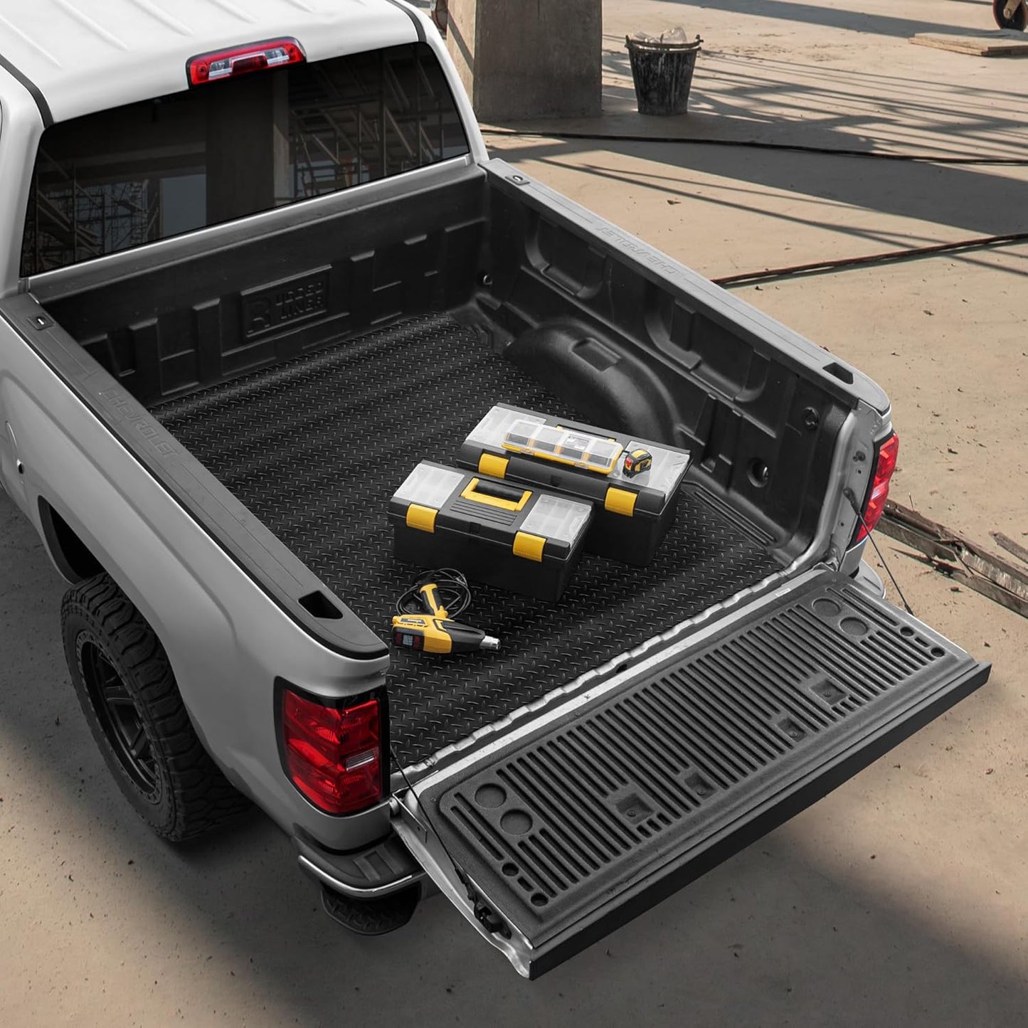 Universal 4'x6' Truck Bed Mat - All-Weather Heavy-Duty Rubber, Trim-to-Fit for Pickup/Van/SUV (Black)