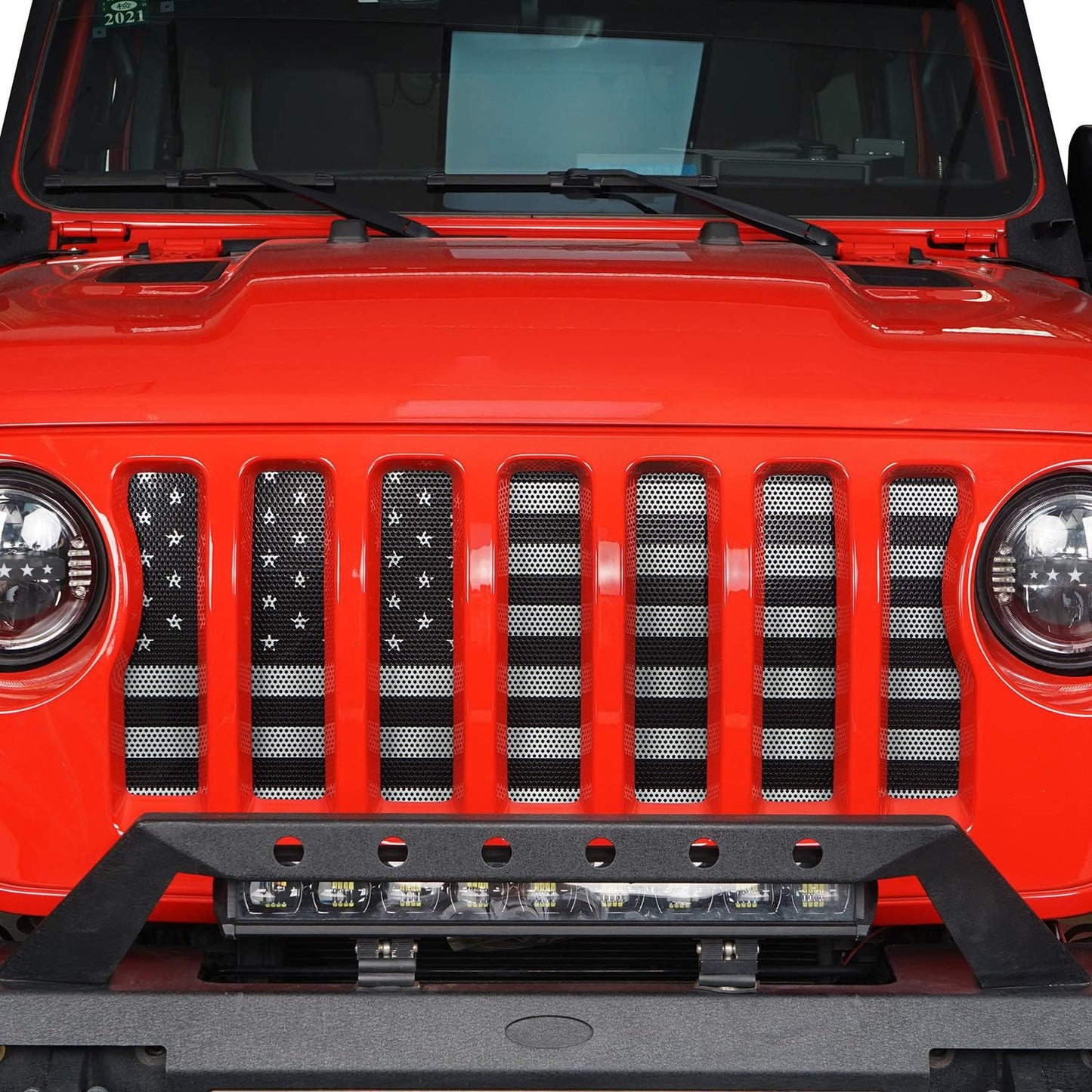 2018-2025 Jeep Gladiator JT / Wrangler JL Grille Insert - Faded US Flag Design