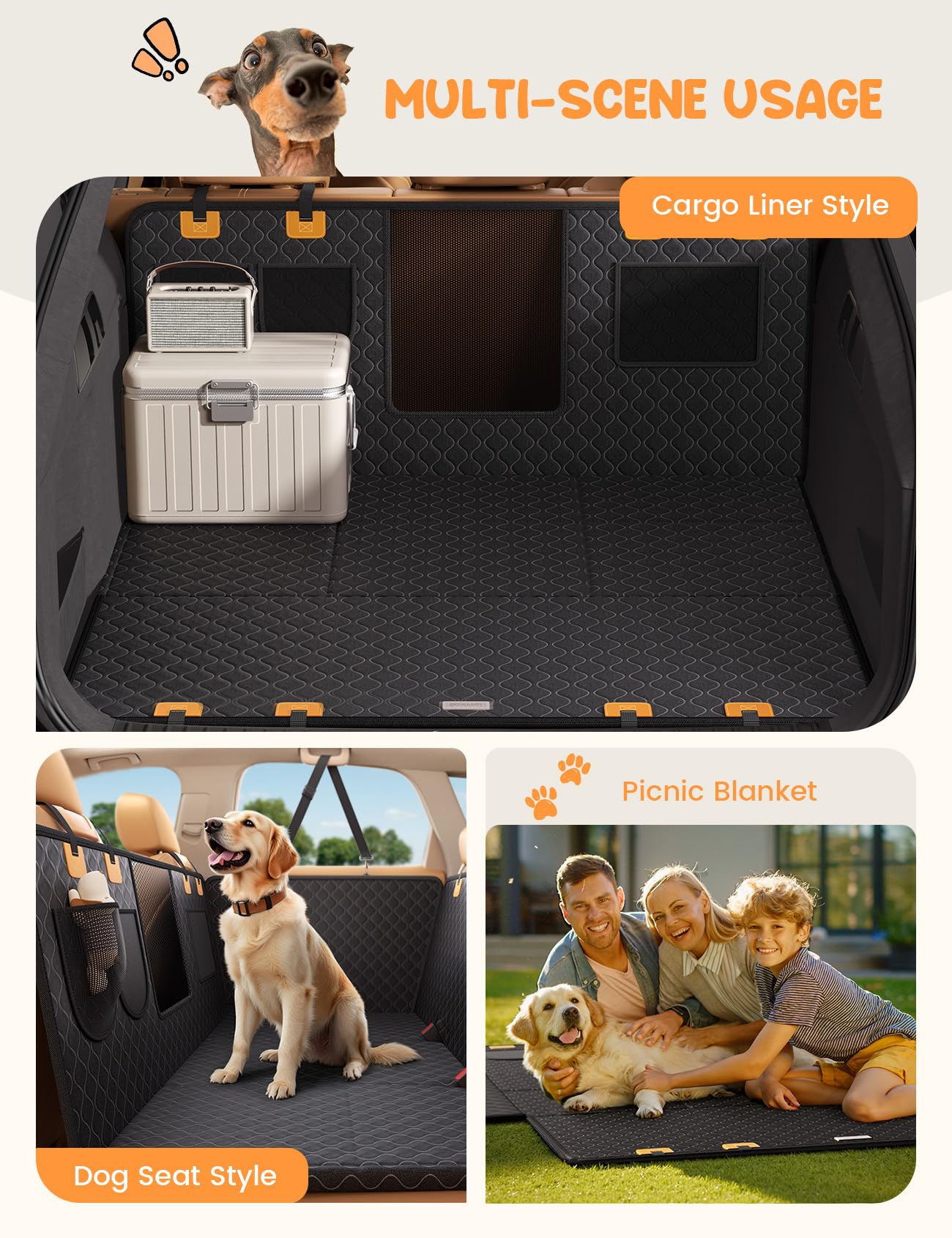 Dog Car Seat Cover - Waterproof Hammock with Mesh Window