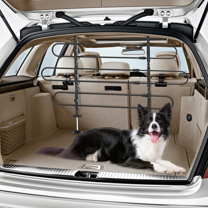Adjustable Dog Barrier 34"-60"W x 30"-50"H - Strong Metal Tubing for SUV/Car/Truck/Minivan (Black)