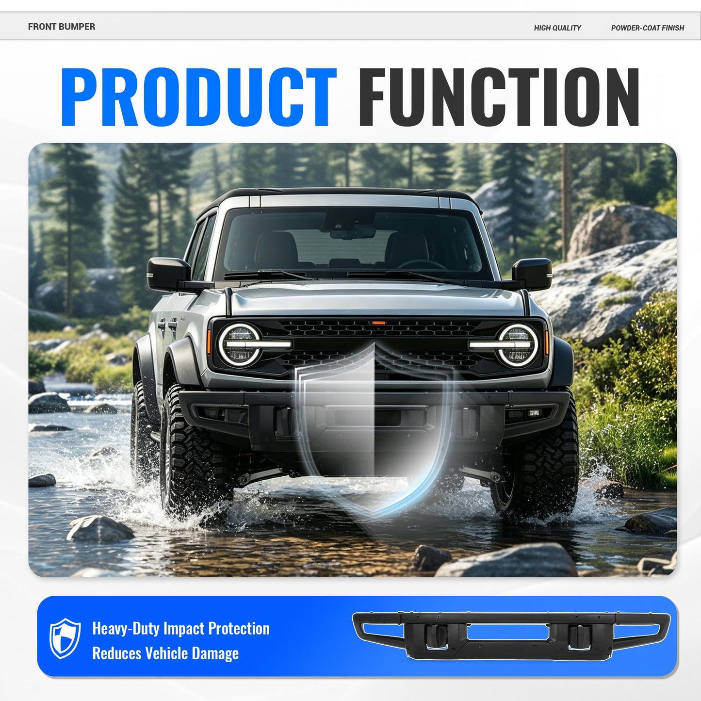 Bronco Steel Front Bumper with Sensor Holes