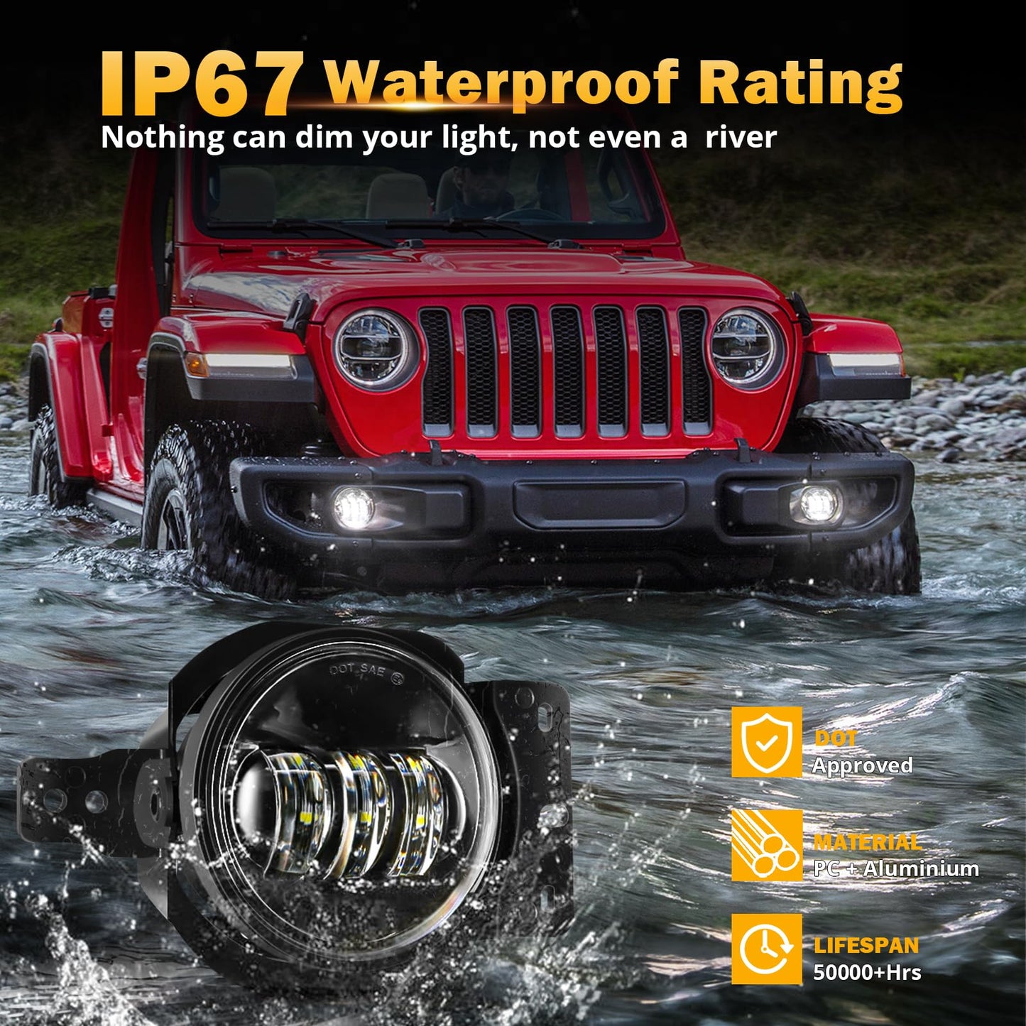 4-inch 30W Round LED Fog Lights for Jeep Wrangler JL/JLU
