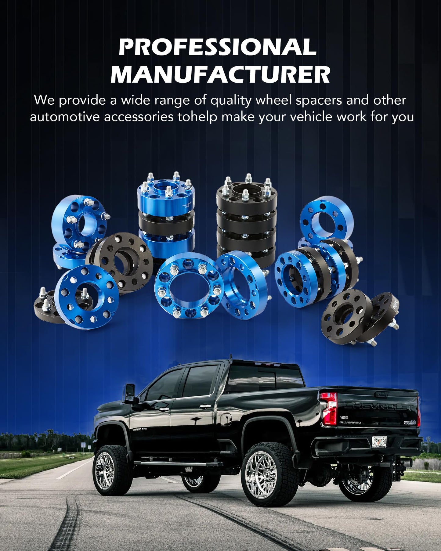 2" 4x156 ATV Wheel Spacers (4-PCS) for Polaris Ranger/RZR - 50mm with 12x1.5 Studs (Black)