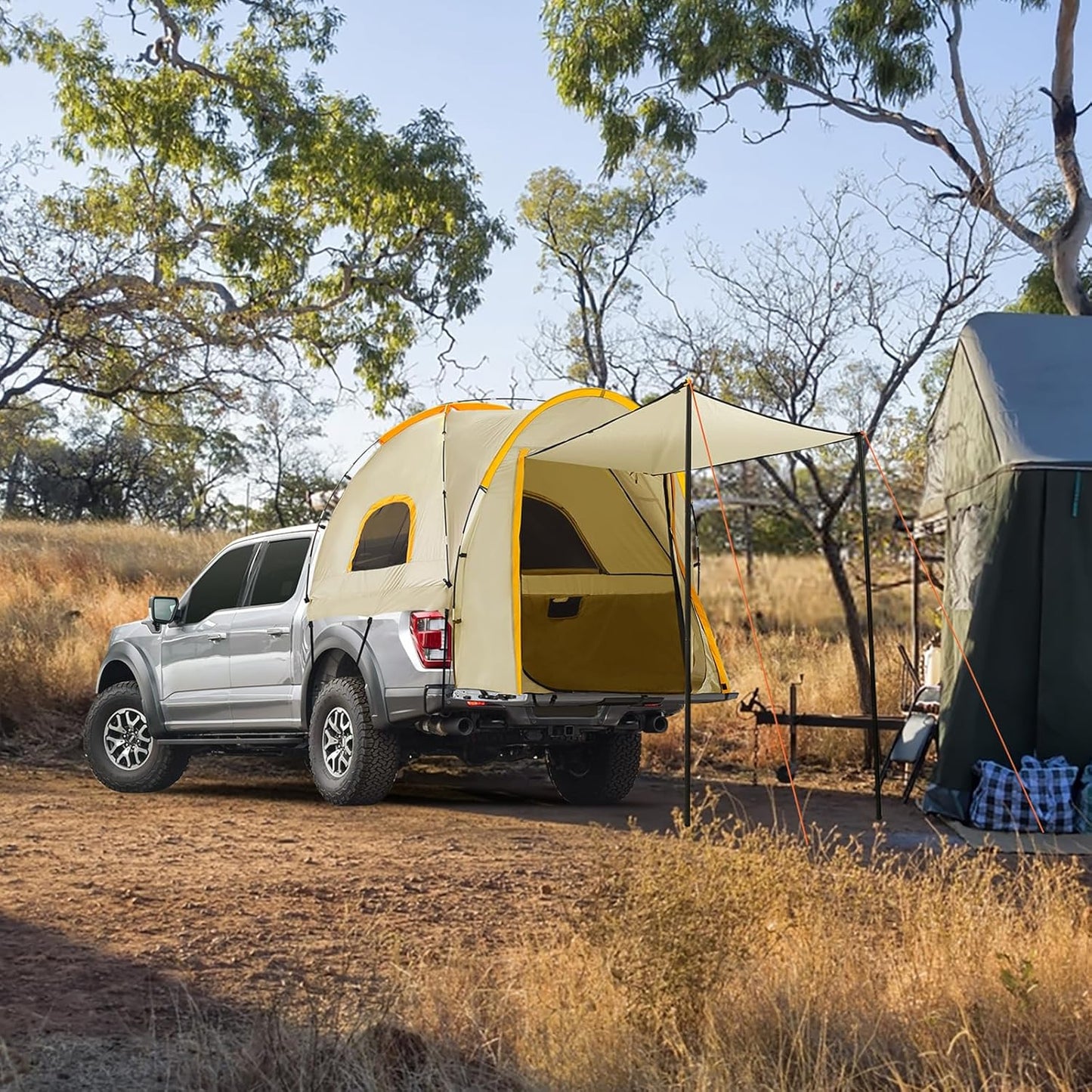 PU5000 Oxford Truck Tent with Awning for 5.5'-6.3' Beds - Fits Chevy, Ram, F-150 & More