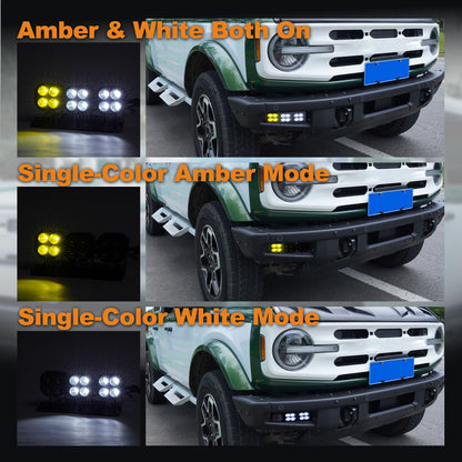 Bronco Zone LED Fog Lights, White/Amber DRL