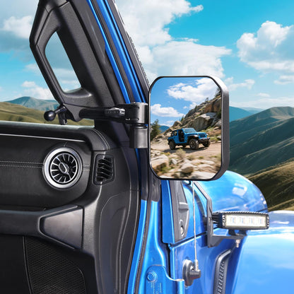 Wrangler JL JT Door Off Mirrors, Foldable, Anti-shake HD View