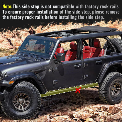 Curved Running Boards / Rock Sliders for 2018-2026 Jeep Wrangler JL 4-Door