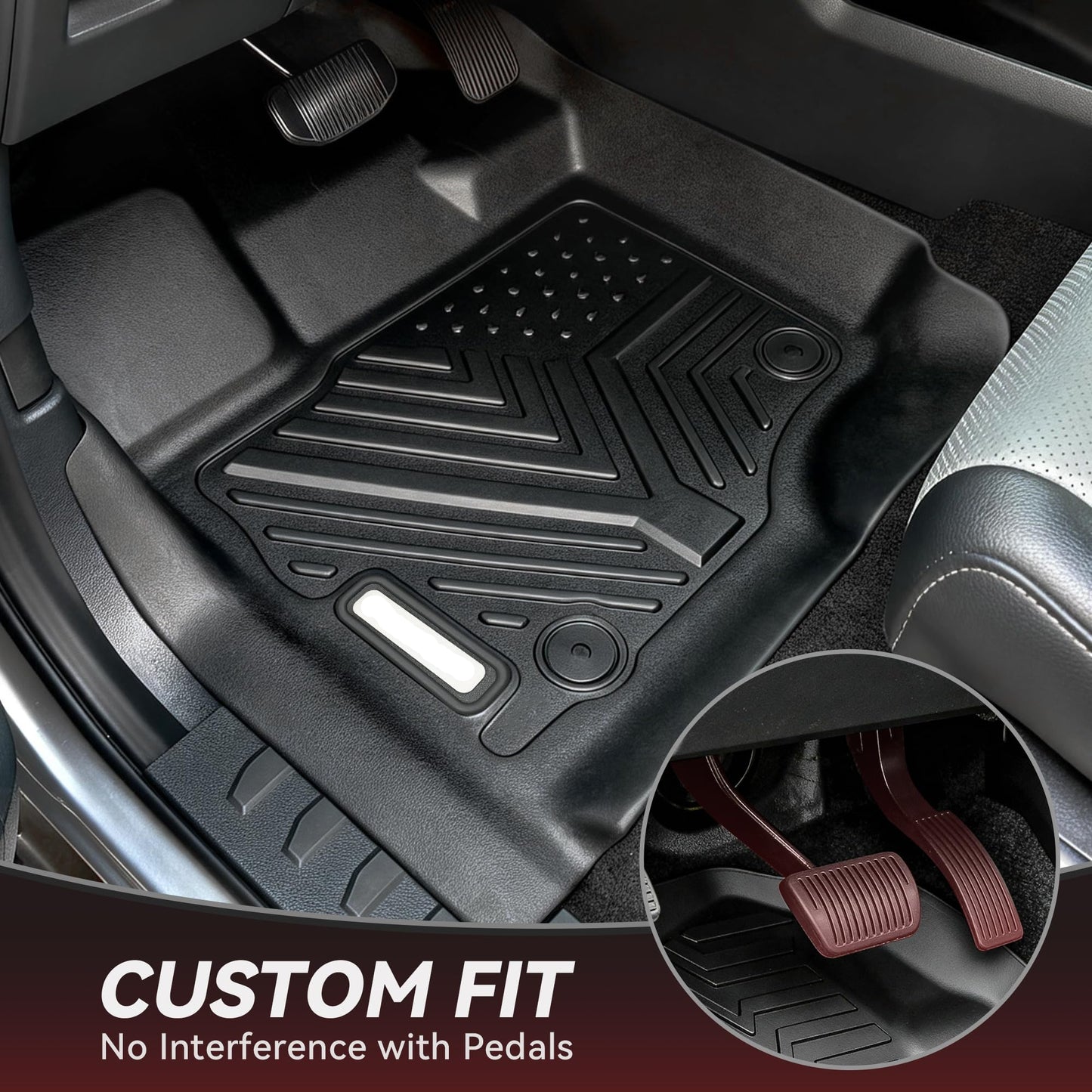 TPE Floor Mats for 2015-2026 Ford F-150 & Lightning SuperCrew (1st & 2nd Row, Black)