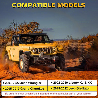 5-Size Fender Flare Clip Kit for 2007-2022 Jeep Wrangler & 2005-2010 Grand Cherokee/Liberty