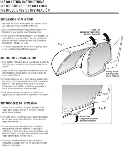 Custom Tow Mirrors for 2019-2024 Chevy Silverado 1500 & GMC Sierra 1500 - Snap & Zap 80930 (Patented)