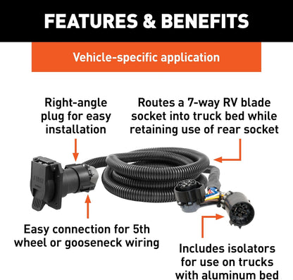 7-Foot 7-Pin Truck Bed Trailer Wiring Harness Extension for Ford F-Series - 57008
