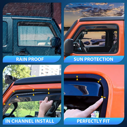 Window Vent Visors for 2018-2026 Jeep Wrangler JL & Gladiator (4-Pack)
