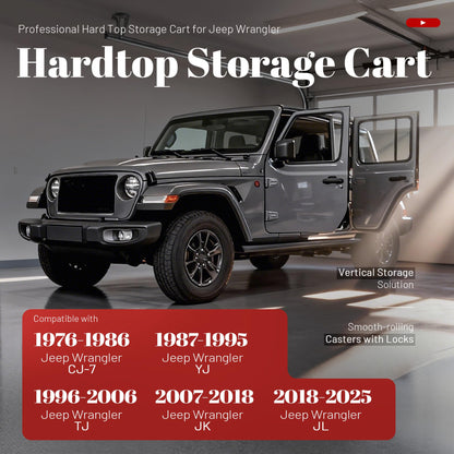 Jeep Wrangler Hardtop Storage Cart with Sliding Brake Casters