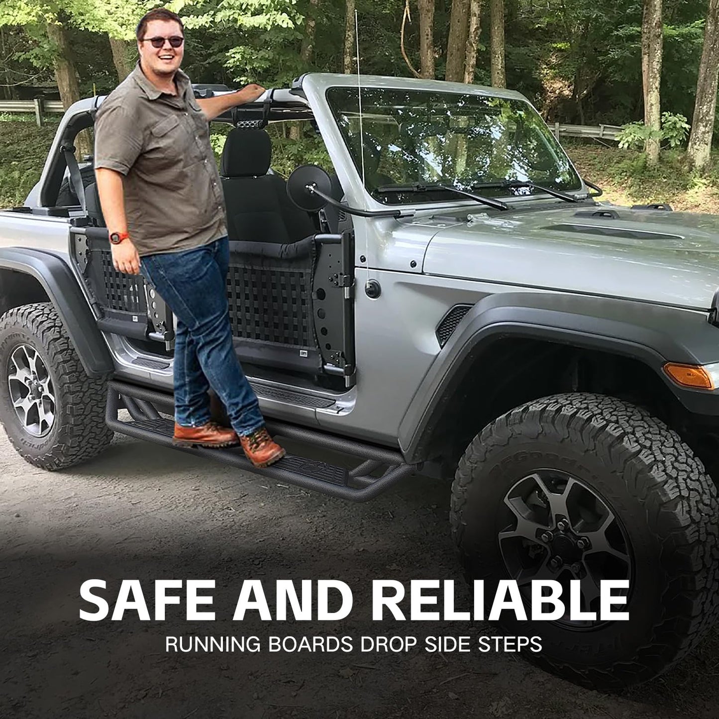 Drop Side Steps / Rock Sliders for 2018-2026 Jeep Wrangler JL 4-Door (Inc. 4XE)