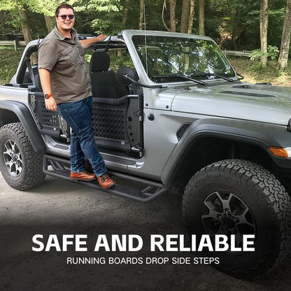 Drop Side Steps / Rock Sliders for 2018-2026 Jeep Wrangler JL 4-Door (Inc. 4XE)