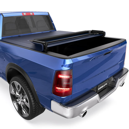 Soft Tri-fold 5.6 Feet Bed Tonneau Cover Compatible for 2009-2025 Dodge Ram 1500 (Incl. 2019-2024 Classic & 2019-2025 New Body Style) W/o Ram Box Truck Bed