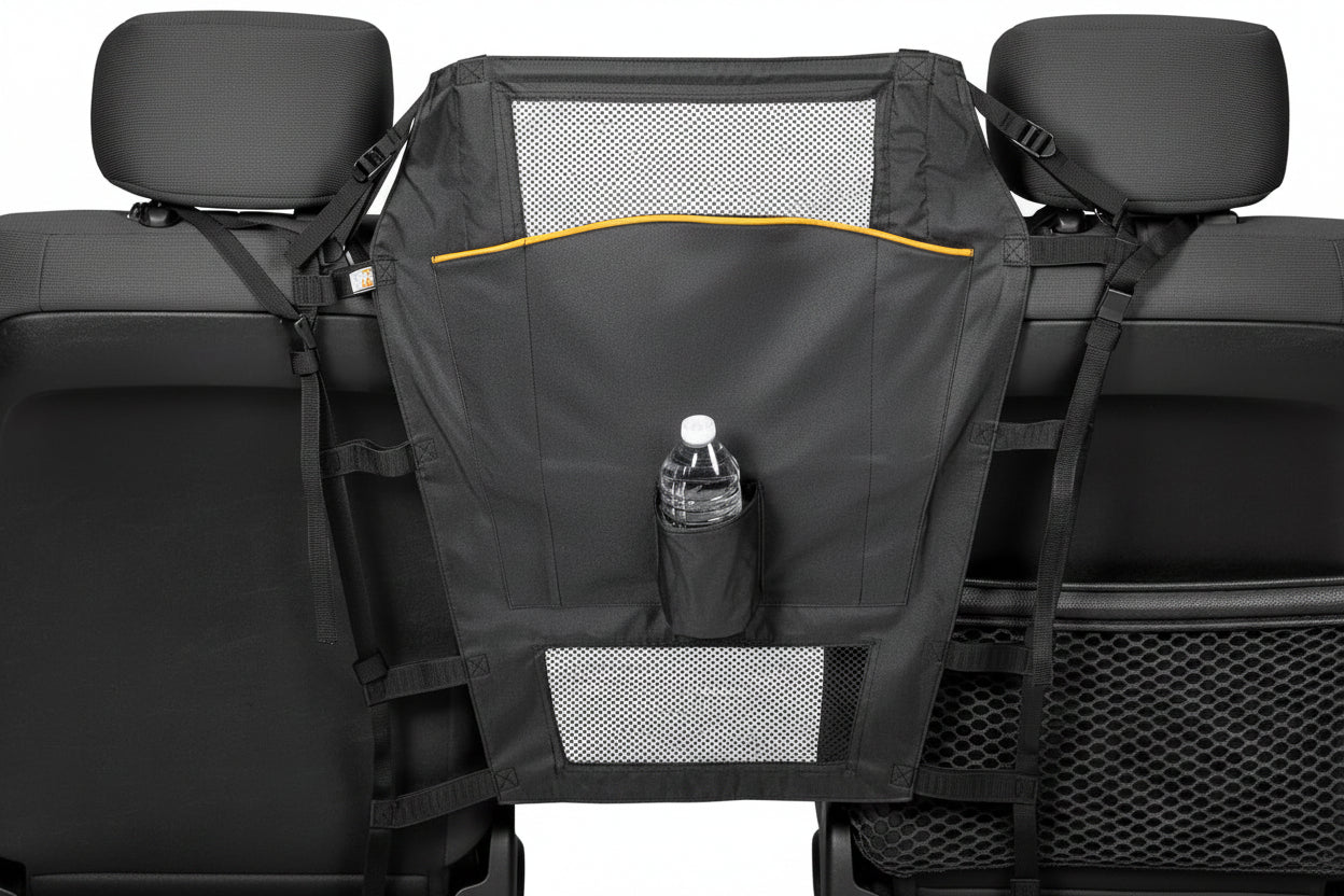 Low-Profile Backseat Dog Barrier - Mesh Top for Visibility, Easy Install/Remove for Cars w/Headrests