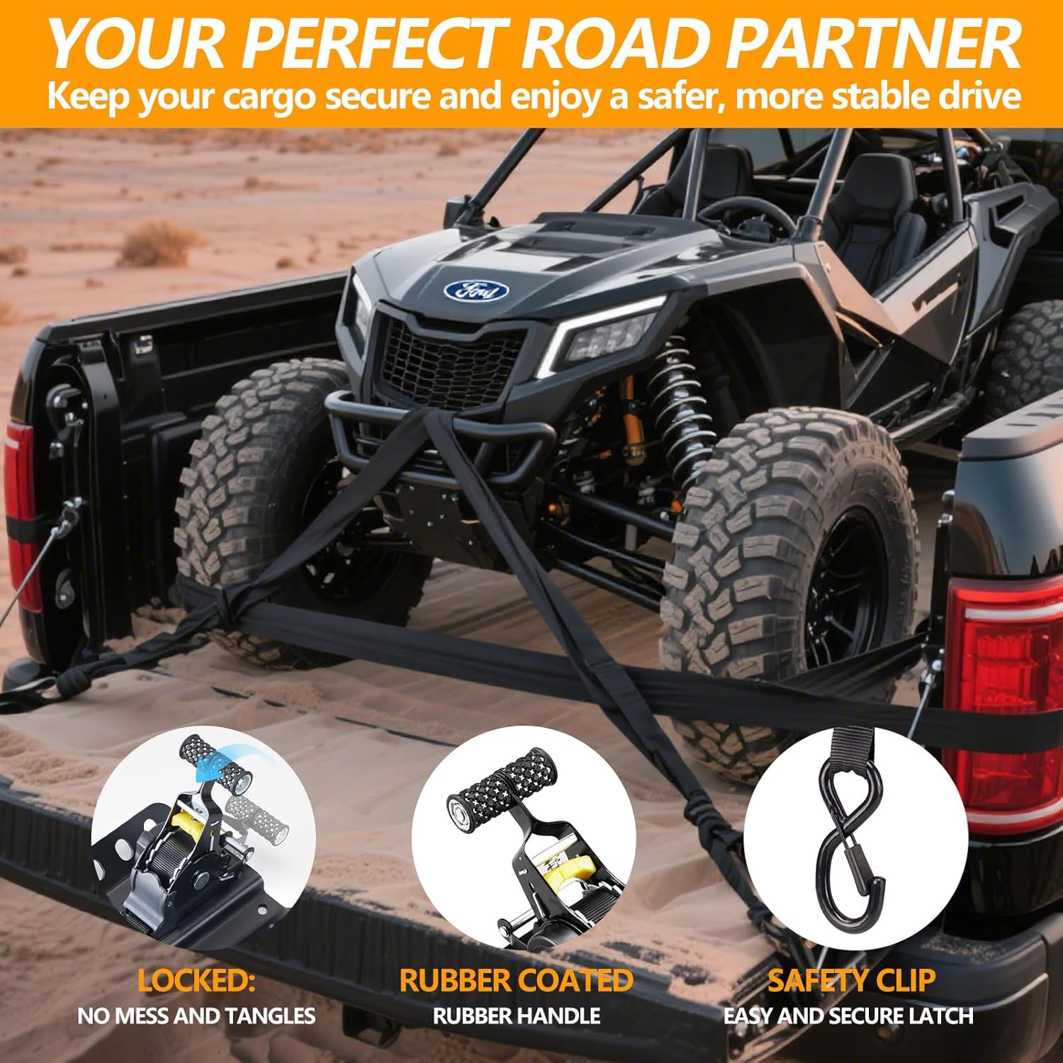 2PCS Retractable Tie Down Straps for 2015-2025 Ford F150, Retractable Ratchet Straps 10 Ft Self Retracting Tie Down with Boxlink Plates Mounted Brackets Bed Mount Heavy Duty Bolt on