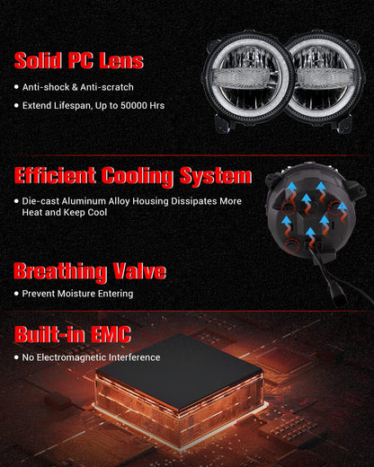 9-inch LED Headlights for Jeep JL/JT, DRL High/Low Beam