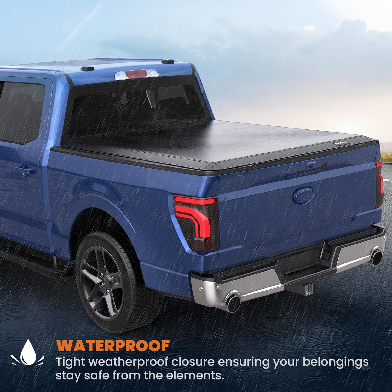 Quad 4-Fold 6.5 FT Soft Folding Truck Bed Tonneau Cover Compatible with 2015-2025 Ford F150 F-150 Bed Fourth Fold Styleside Truck Bed Cover