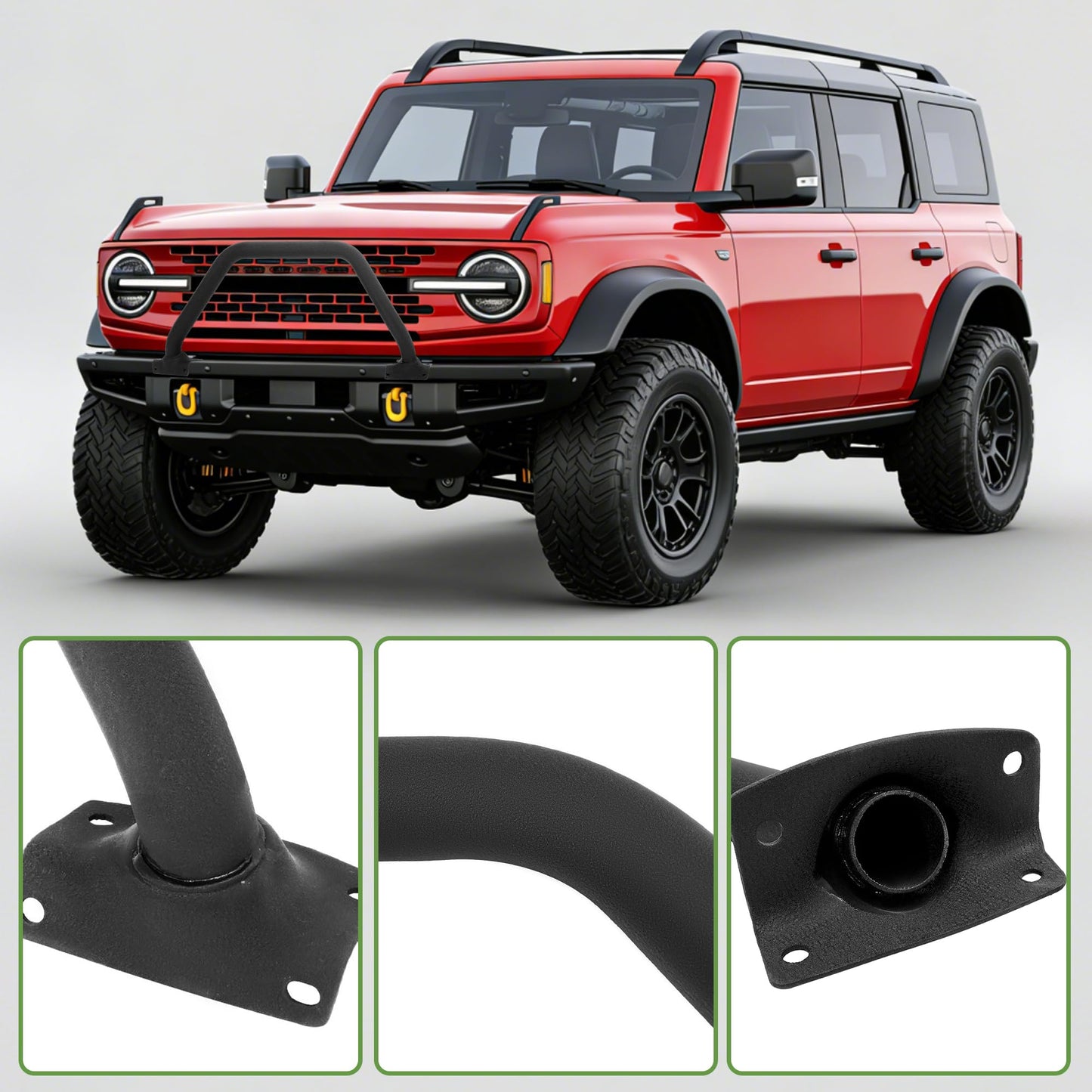 Bronco Front Bull Bar Grille Guard, Steel Black