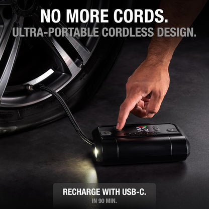Air AL5 Cordless Tire Inflator - USB-C Rechargeable, 17 LPM, Digital Gauge/Auto-Shutoff for 31" Tires