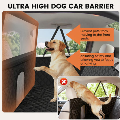 44" High-Back Pet Barrier/Hammock Combo - 440 lb Capacity, Water-Resistant Hard Bottom for SUV/Truck