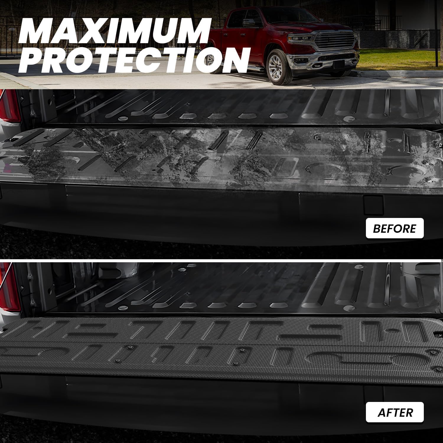 LASFIT Tailgate Mat for Ford F-150 2021-2026(Without Work Surface or Pro Access Tailgate) Truck Tailgate Liner All Weather Protector TPE Tailgate Cover, 1pc Black