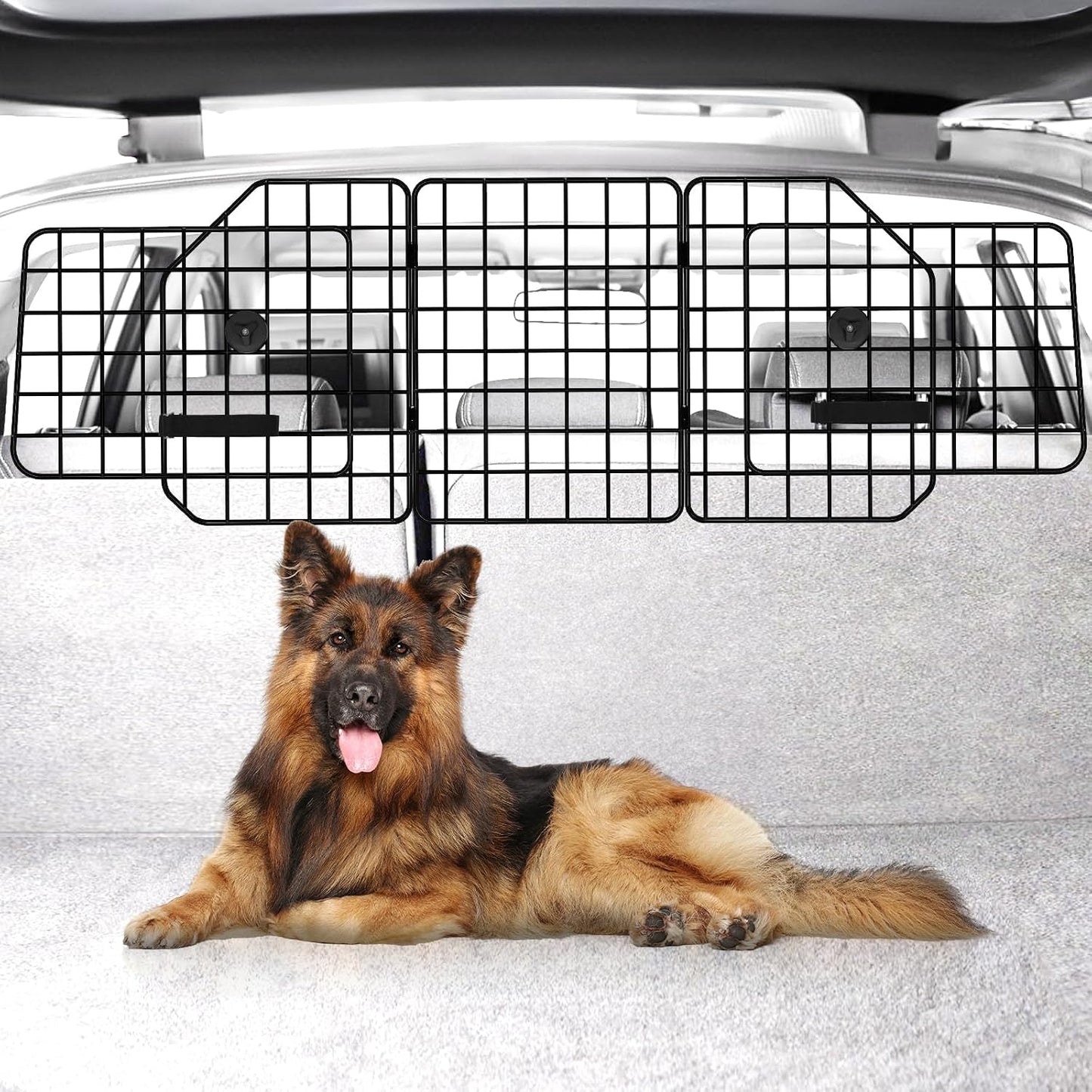 Adjustable Heavy-Duty Wire Mesh Dog Barrier - Universal for SUV/Car/Truck Cargo Area, Safety Travel