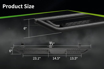 6" Two-Stair Running Boards for 2018-2026 Jeep Wrangler JL 4-Door - Black