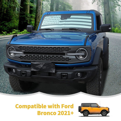 US Flag Windshield Sun Shade for 2021-2023 Ford Bronco - Heat Shield Visor