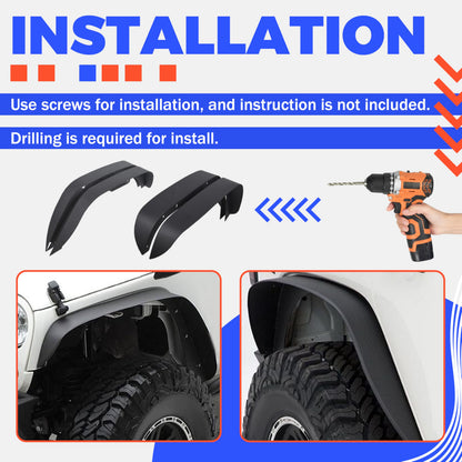 Jeep Wrangler JK JKU Fender Flares Mud Flaps Kit